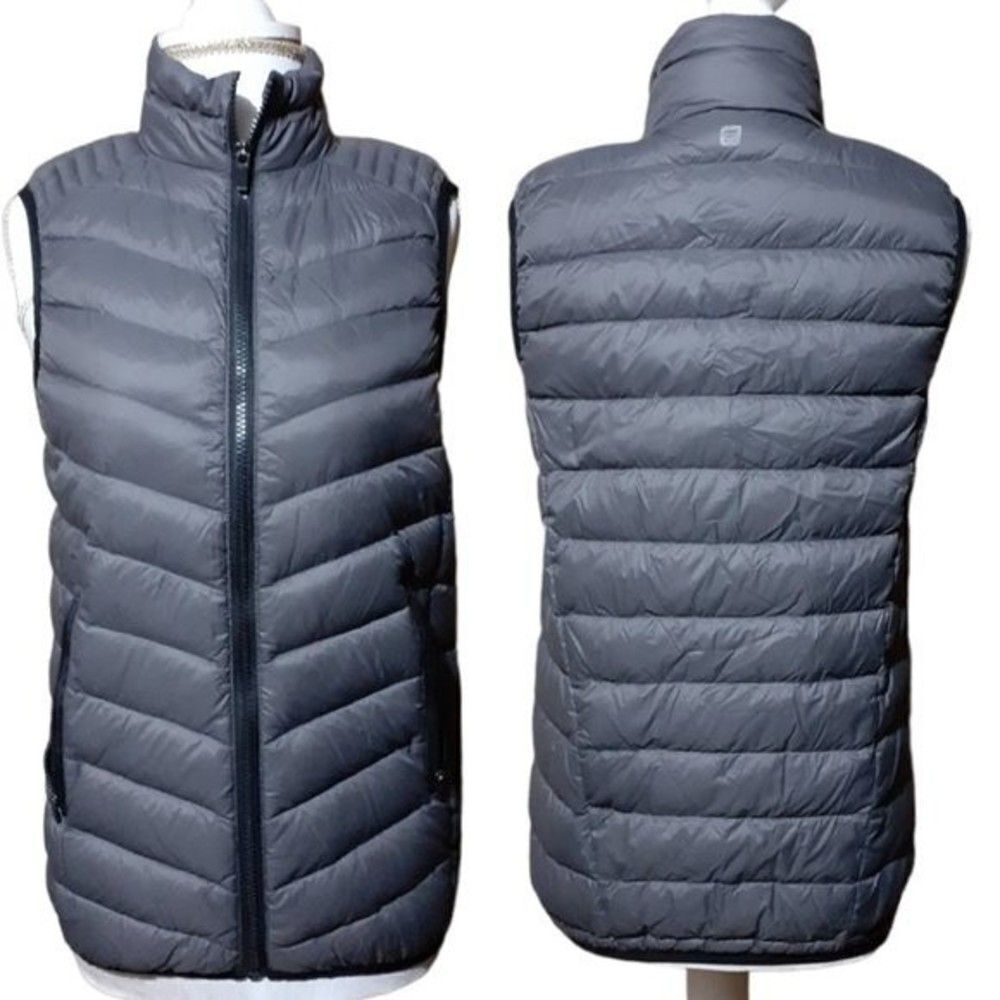 Fabletics Women's Grey Puffer Vest Down Feathers Filled  Size Small